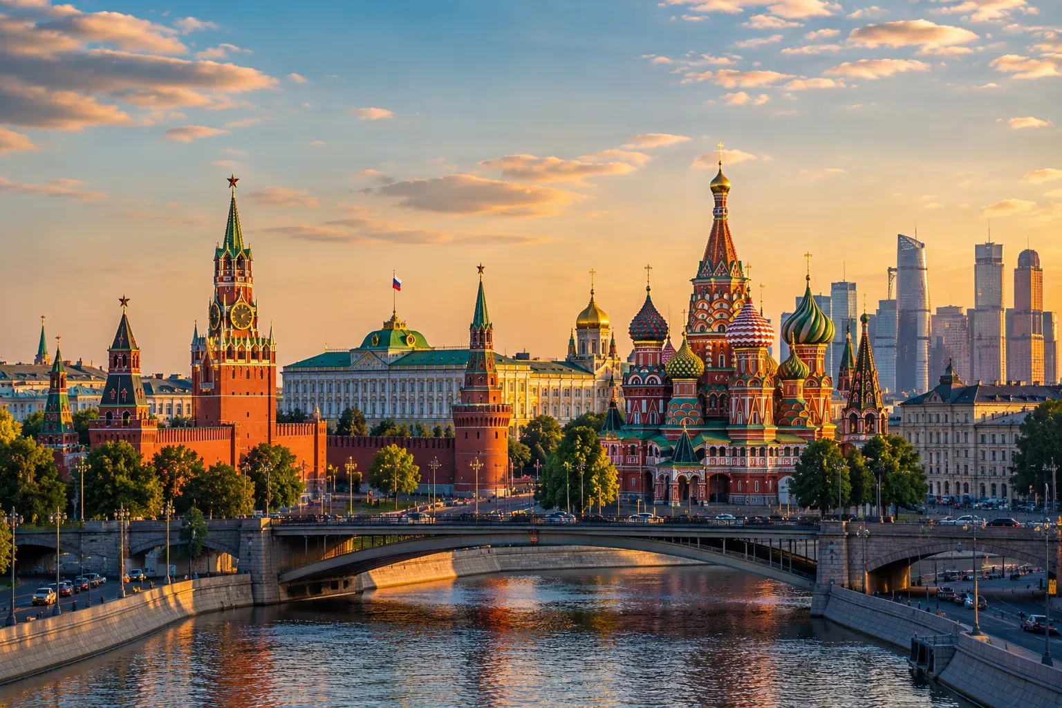 Вечерний городской пейзаж: Москва